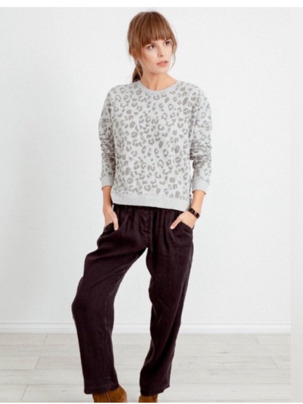 Rails Marlo Flocked Leopard Print Sweatshirt View 3